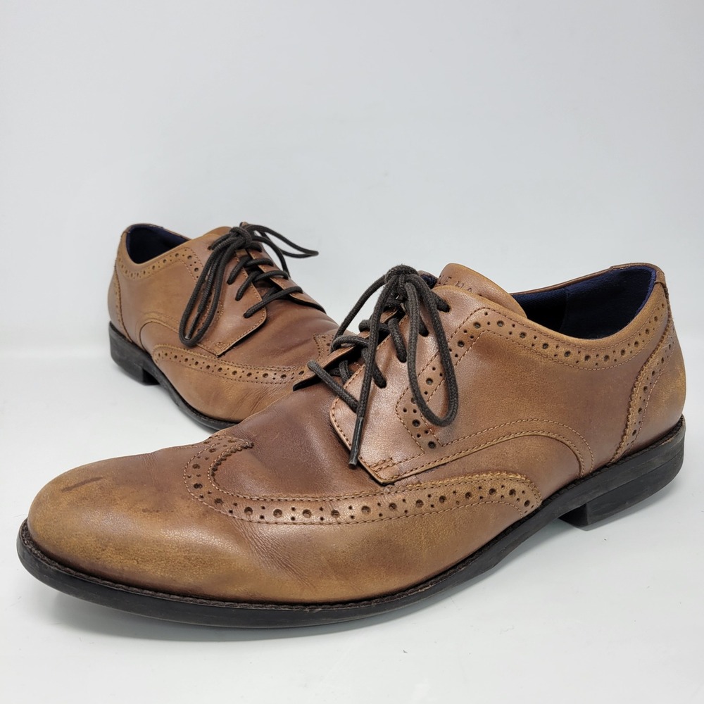 Cole Haan Grand Tan Brown Leather Wingtip Oxford Dress Shoes Mens 9.5 M C37330